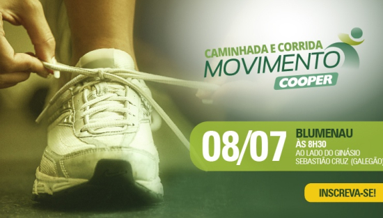 Inscrições abertas para a Caminhada e Corrida Movimento Cooper em Blumenau
