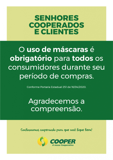 Obrigatoriedade do uso de m�scaras - Portaria Estadual 251 de 16/04/2020.