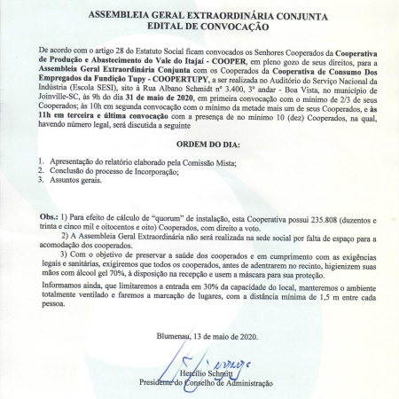 Edital de Convoca��o - Assembleia Extraordin�ria