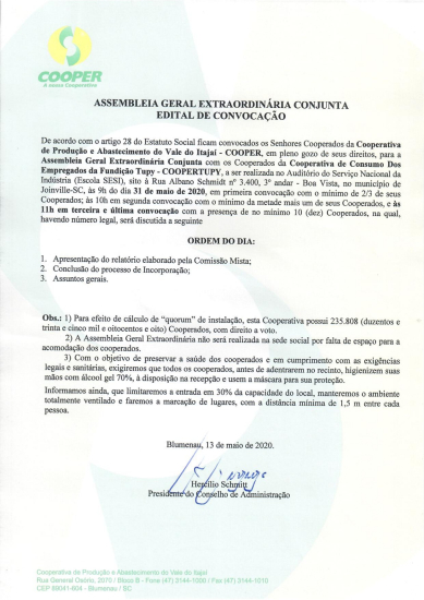 Edital de Convoca��o - Assembleia Extraordin�ria