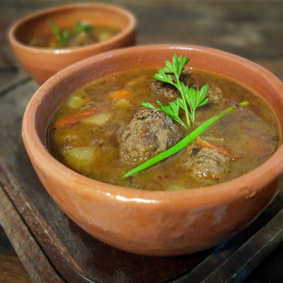 Sopa de cerveja com alm�ndegas 
