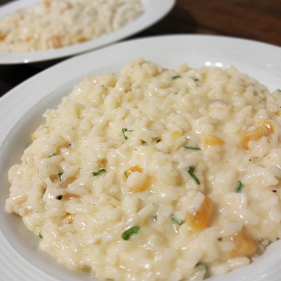 Risoto de brie com damasco