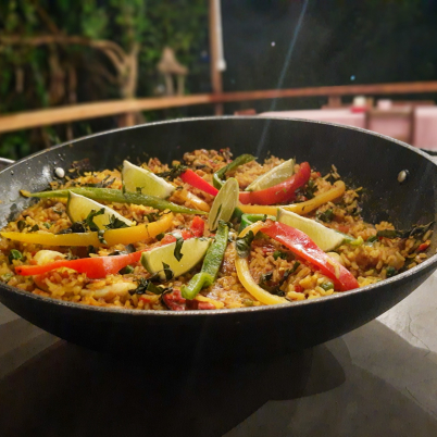 Paella de frutos do mar