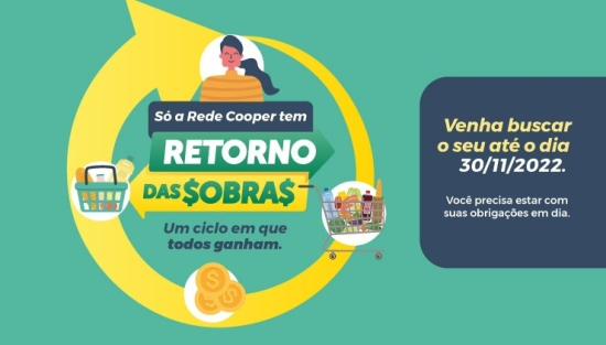 Rede Cooper come�a a disponibilizar o Retorno das Sobras nesta ter�a-feira (26/4)