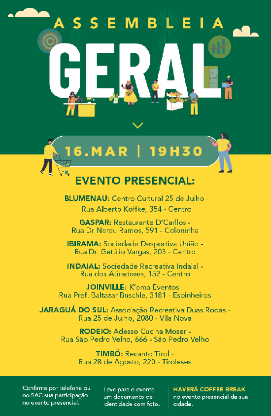 Confira os locais de nossa AGO 2023