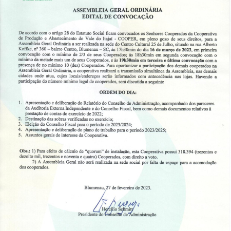 Edital Assembleia Geral Ordin�ria 2023