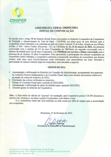 Edital Assembleia Geral Ordin�ria 2023