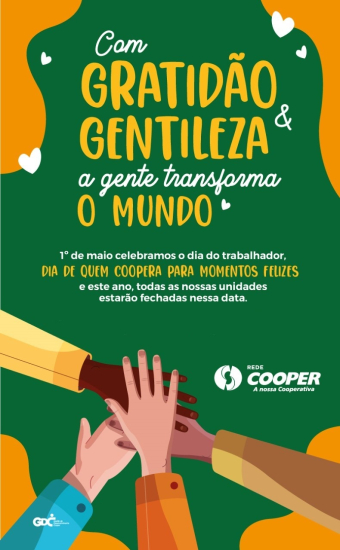 Feriado Dia do Trabalhador - Rede Cooper