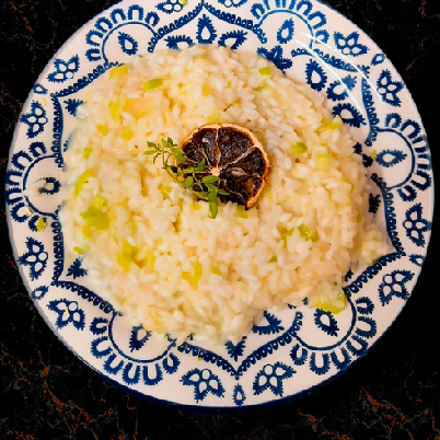 Risoto de alho-por� com lim�o siciliano