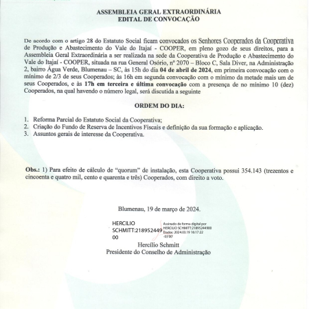 Assembleia Geral Extraordin�ria 2024