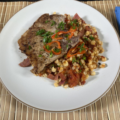 Bisteca su�na com quirera