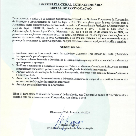 Assembleia Geral Extraordin�ria Dezembro 2024