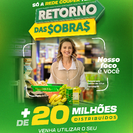 Rede Cooper inicia a distribui��o de R$ 20,5 milh�es em Retorno das Sobras