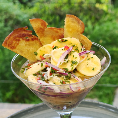 Ceviche de banana (entrada)