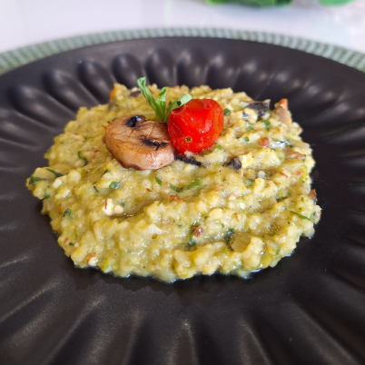 Risoto ao pesto de ervilhas