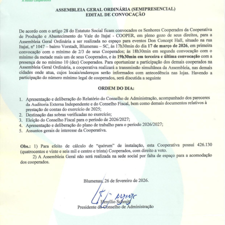 ASSEMBLEIA GERAL ORDIN�RIA 2026