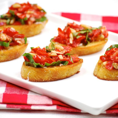 Bruschetta de Mussarela e Presunto